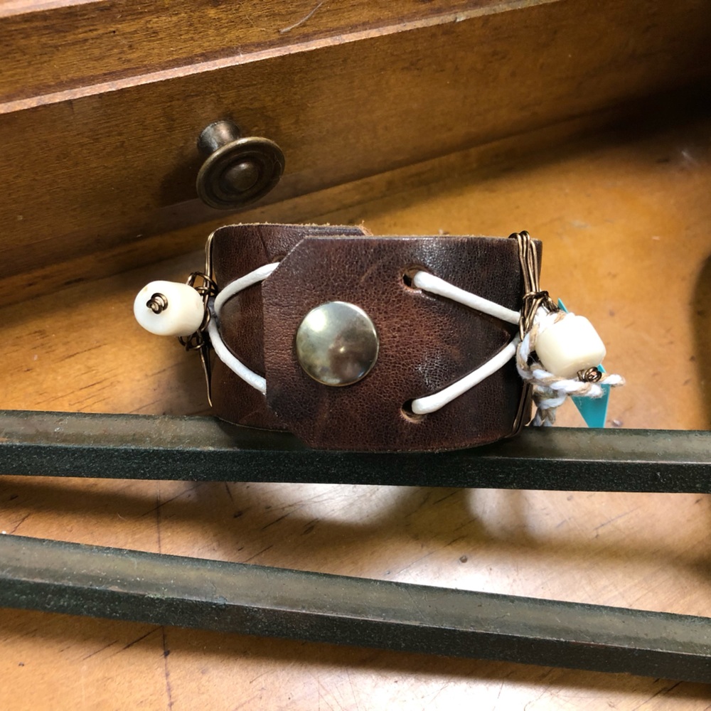 Dream Big Leather Cuff Bracelet View 3